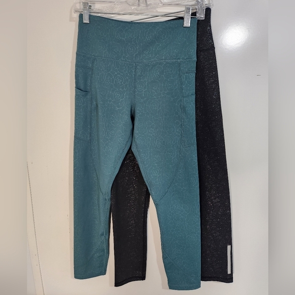 ZYIA Pants - 2 Pair Womens ZIYA Teal and Black Leggings, Size 6-8